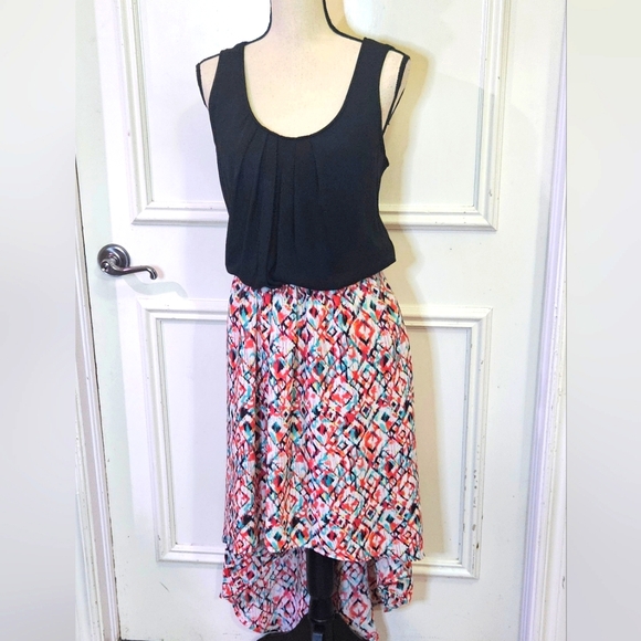 Rock 47 by Wrangler Black Multi-Color Print Sleeveless High Low Dress, X-Large - Picture 13 of 14